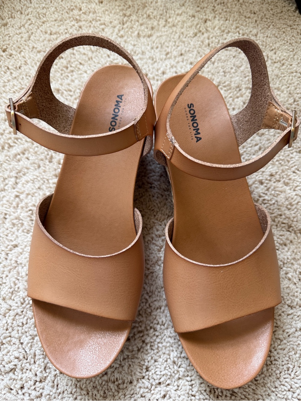 Sonoma Cognac Ankle-Strap Open-Toe Sandals